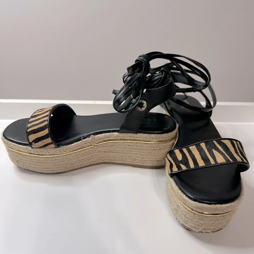 Bleecker & Bond Platform tie Strap with Animal Print Strap and Espadrille Base